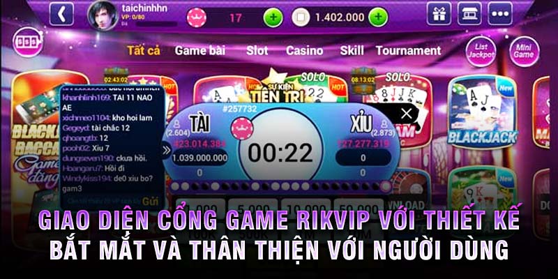Giao diện cổng game Rikvip với thiết kế bắt mắt và thân thiện với người dùng.
